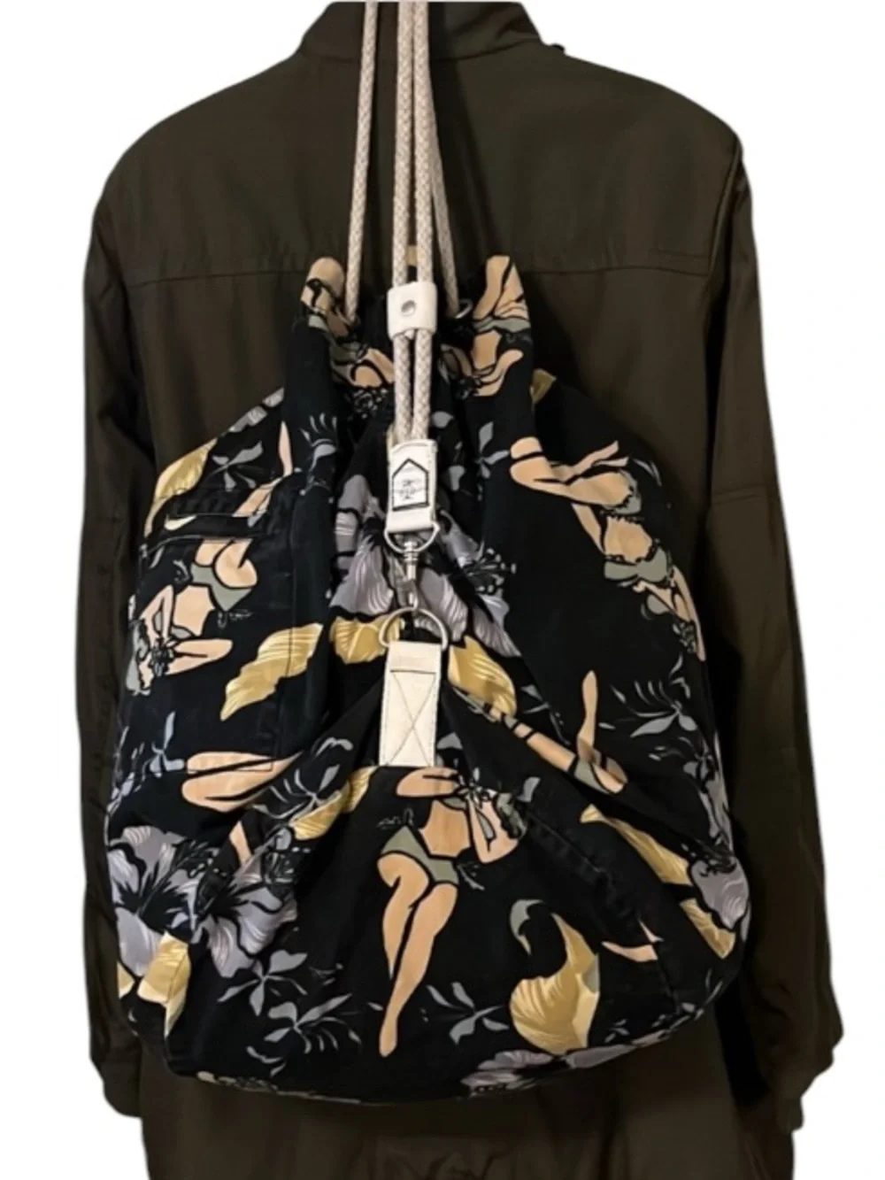 Vintage Tommy Bahama Hawaiian Print Laundry Beach Bag Backpack